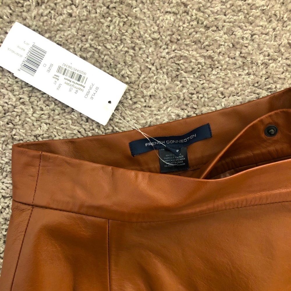 Brown Leather French Connection Skirt -Size 0